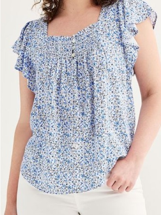 Draper James Tops - Draper James Short Sleeve Flutter Floral Top Size XXL